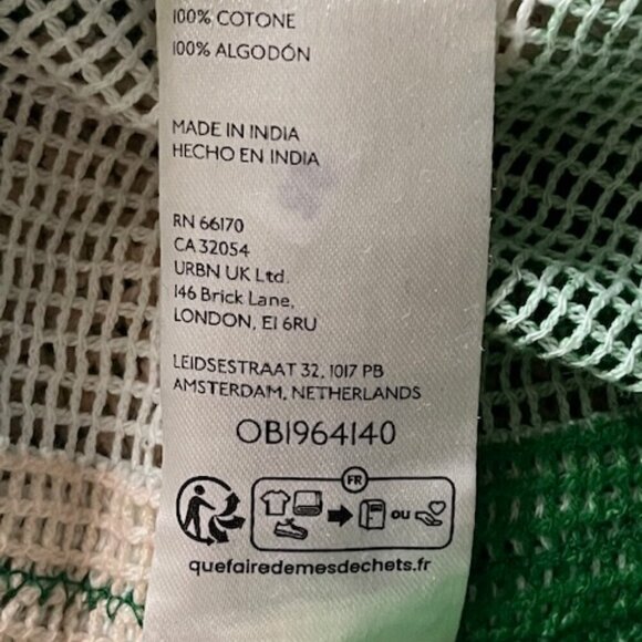 WE THE FREE Del Mar Cabana Button Down Cover Up Shirt Striped Green White Small - Picture 16 of 16
